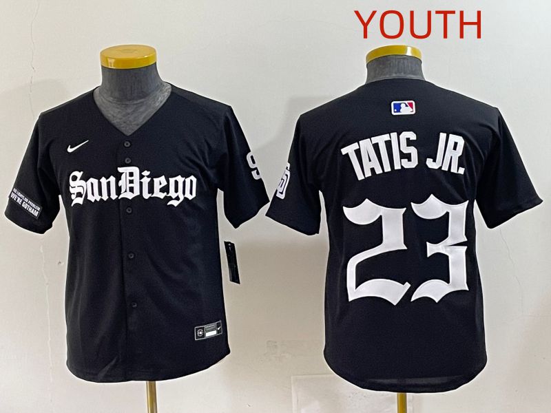 Youth 2025 San Diego Padres #23 Tatis jr Black Five generations Joint Name Nike MLB Jersey style 15